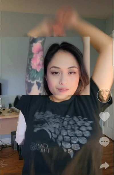 What's under the little filipina's big t-shirt?