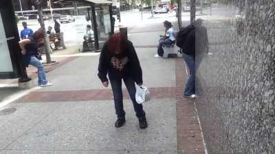 Waiting for the bus while nodding out on heroin