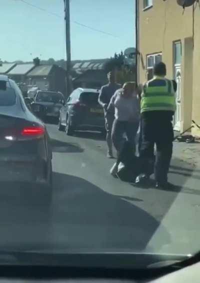 Extremely efficient British cop takes down man & tasers woman in seconds