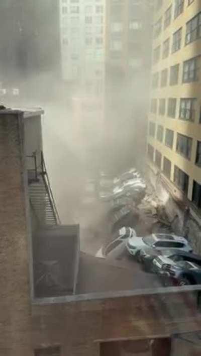 A parking garage collapsed in Manhattan