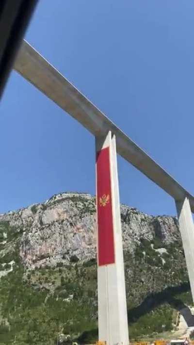 Flag of Montenegro on Moračica bridge