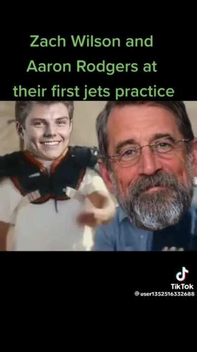 Zach Wilson & Aaron Rodgers at First Practice