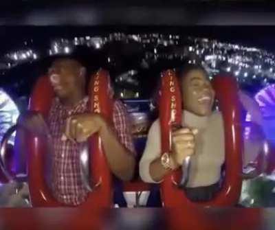 Ride operator pulls a seatbelt prank