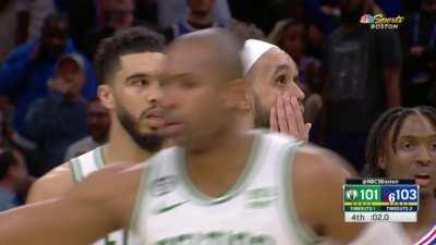 [Highlight] Boston announcers are caught off guard as Marcus Smart perfectly executes the missed free throw play leading to a Derrick White 3 (foul overturned)