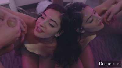 Watching herself get a facial