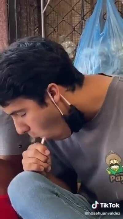 Enjoying a refreshing ice pop with the bros.