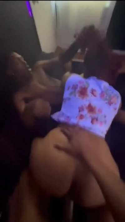 My homeboi got to drunk at the kick back and passed out,so me n the bro took care of his girl for the rest of the night