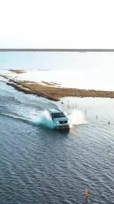 Driving Through this Flooded Road in Iceland