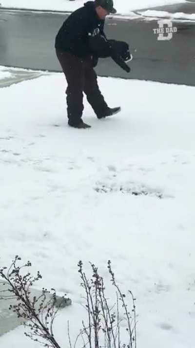 Teaching your kid to make a snow angel