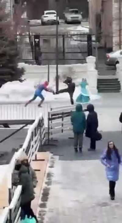 Spider man, rat and snow maiden in Kazan