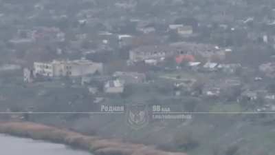 98th Guards Airborne Svir Battalion Fiber-Optics FPV drone strike on UAF pickup truck with infantry riding in the back.