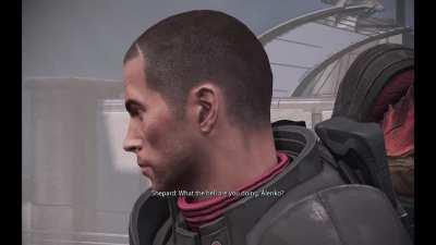 Bioware LOVED using this animation throughout the franchise. Don't be surpised if it makes a cameo meme in the next game.