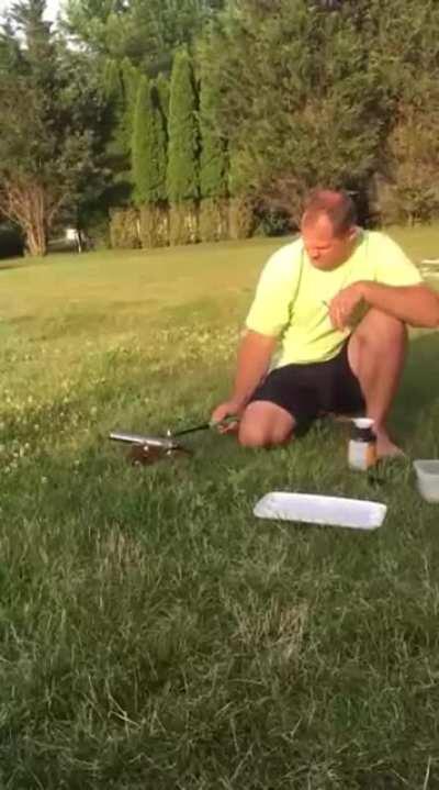 A warning not to leave explosives near an explosion.