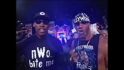 Hollywood Hulk Hogan, Dennis Rodman and the NWO make their way to the ring to a boiling hot Chicago crowd in the United Center — June 16th, 1997.