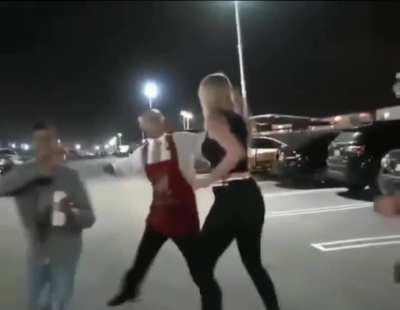 A group of giant Karen attacking little man