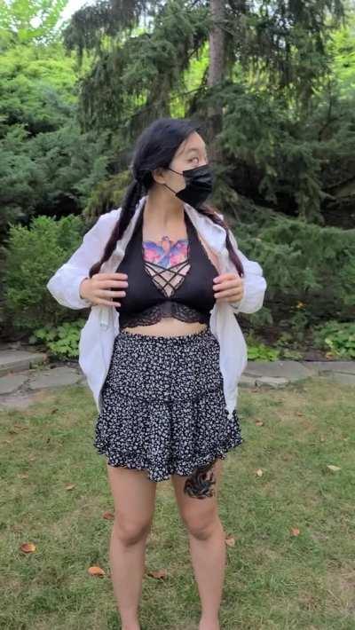 Would you cover my juicy tits with your cum in the middle of the park? I am a good doll aren't I?