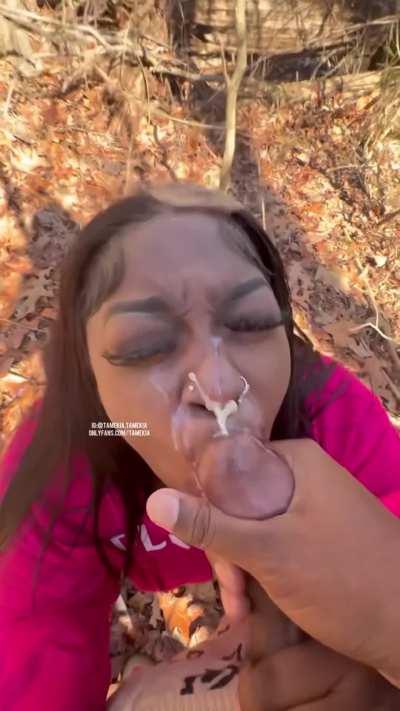 Cumbucket slut lost in woods 💦 😏