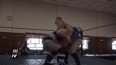 Riley Shepard fireman carries then defeats Tina San Antonio