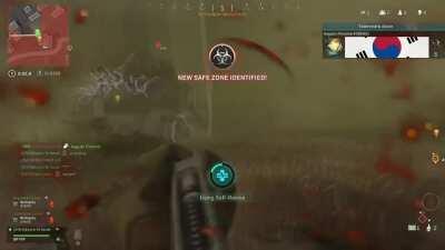 Guy tries to execute me for the match winning kill, dies from the gas a split second before finishing the execution