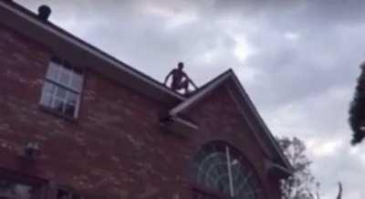 trying to jump of a house