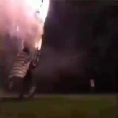 Shooting with fireworks directly in front of the face.