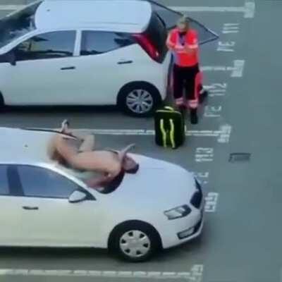 Jumped out of the window to avoid being caught