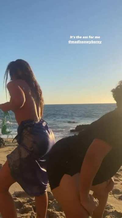 Madison Slight Nipslip From The Side