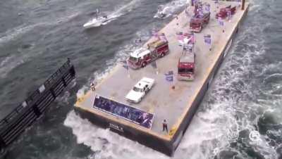 Red Wave Rising: Absolute mad lads floating a barge in the Trump Boat Parade