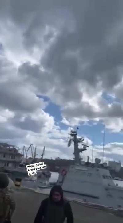 ru pov. Geran 2 drone dive and explode in Odessa port.
