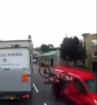 Crossing the road behind a van .....