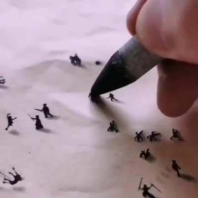 The perspective in this art.