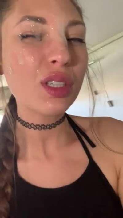 I got drenched after some face fucking! Would you like a turn? 😋