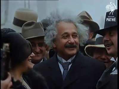 A colourised version of Einstein's comment on the prohibition in the 1930s