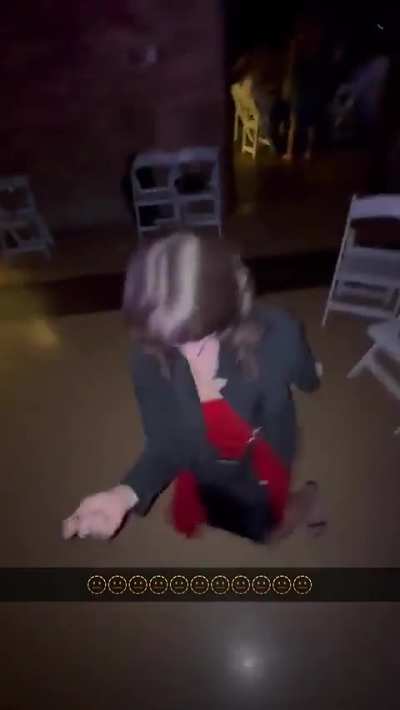 Patty getting her groove on. Feet/toes out in public???