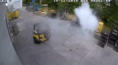 Forklift driver causes propane leak