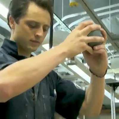 Non-Newtonian fluid, the harder you press, the harder it gets