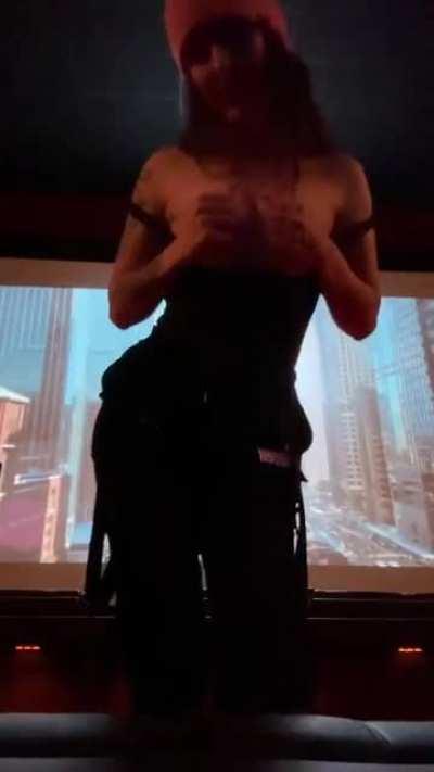 Waiting for the movie to start