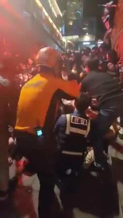 People stuck after a Halloween disaster in Itawon, Korea ( over 100 casualties estimated so far )