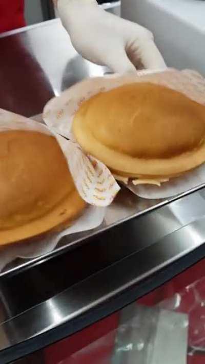 UFO burger is made in that machine so it is sealed and doesnt spill when you bite into it
