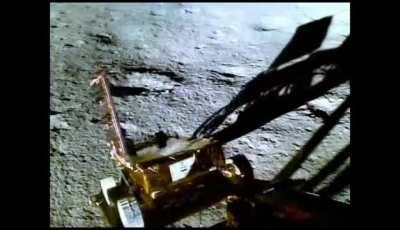 Chandrayaan-3 Rover ramping down from the Lander to the Lunar surface.