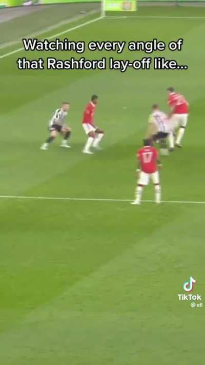 Every angle of Rashford’s incredible lay-off 🤯