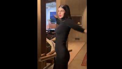 Alexandra Daddario striking poses pre-Oscars 2023