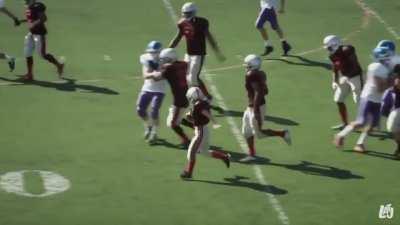 Make a wish kid gets to run football