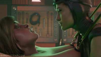 Powergirl and Catwoman wip ( BaronStrap ) [DC]