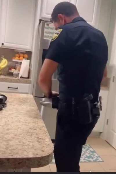 Cop goes through shit to take a shit