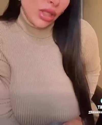 So big they pop out the turtleneck [F]