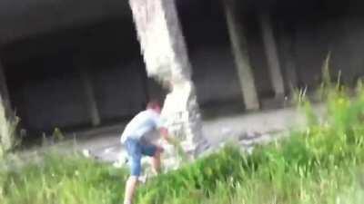 Guy collapses buliding and nearly died