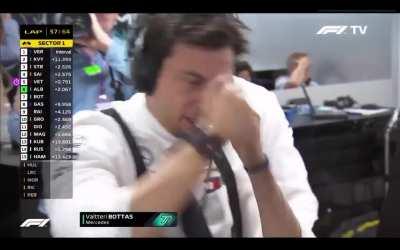 Toto Wolff Desk Smash FEATURING JOS VERSTAPPEN and blurred out merc guy