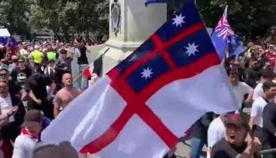 In front of Parliament, New Zealanders perform the Haka War Dance in protest against Prime Minister Jacinda Ardern and her two-tiered society vaccine passports