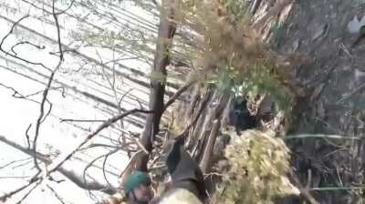 A marksman and a rifleman of the 2nd Battalion of the International Legion came under intense fire in the Serebryansky forest. Ukraine. Publ. May 2025